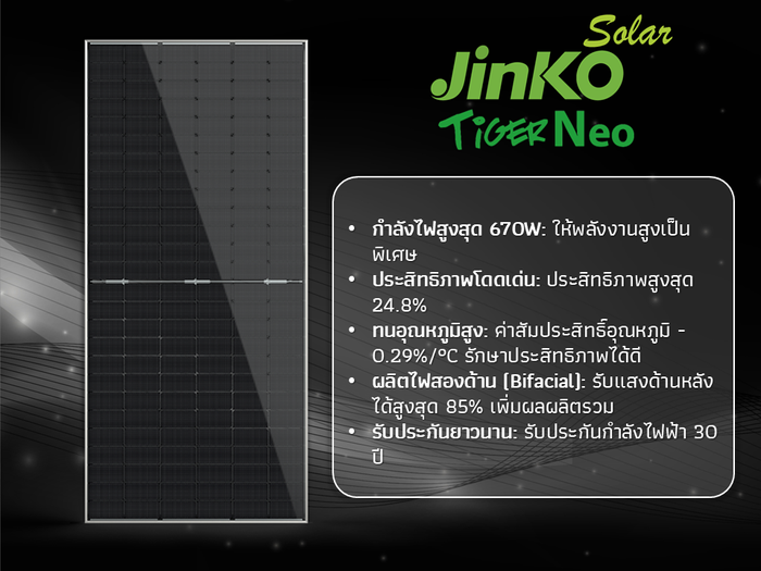 เทคโนโลยี JinkoSolar Tiger Neo N-Type TOPCon